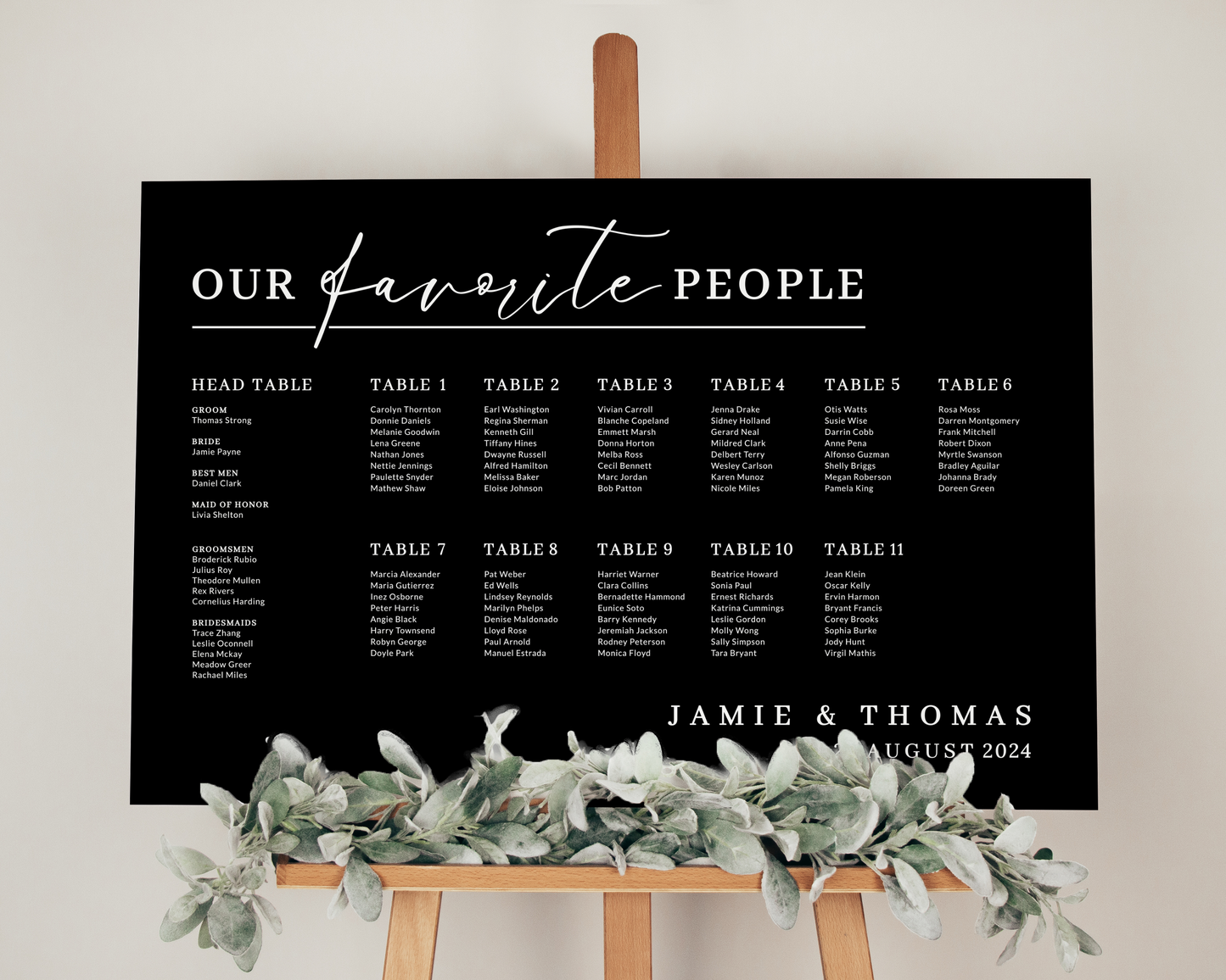 Foam Seating Sign - The Bold with Head Table