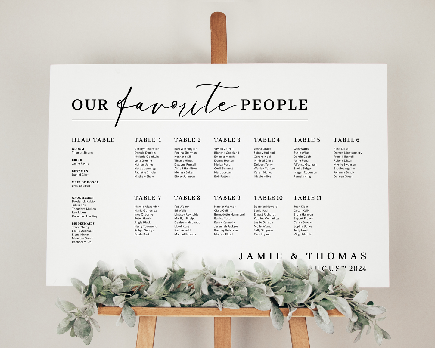 Foam Seating Sign - The Bold with Head Table